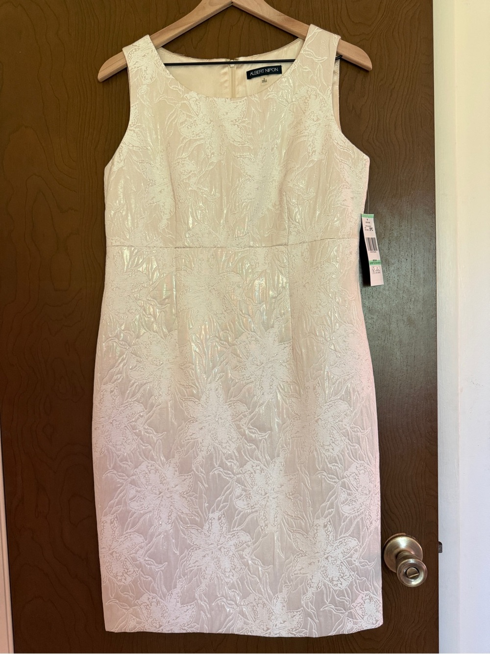 NWT Albert Nipon Cream Floral Jacquard Midi Dress